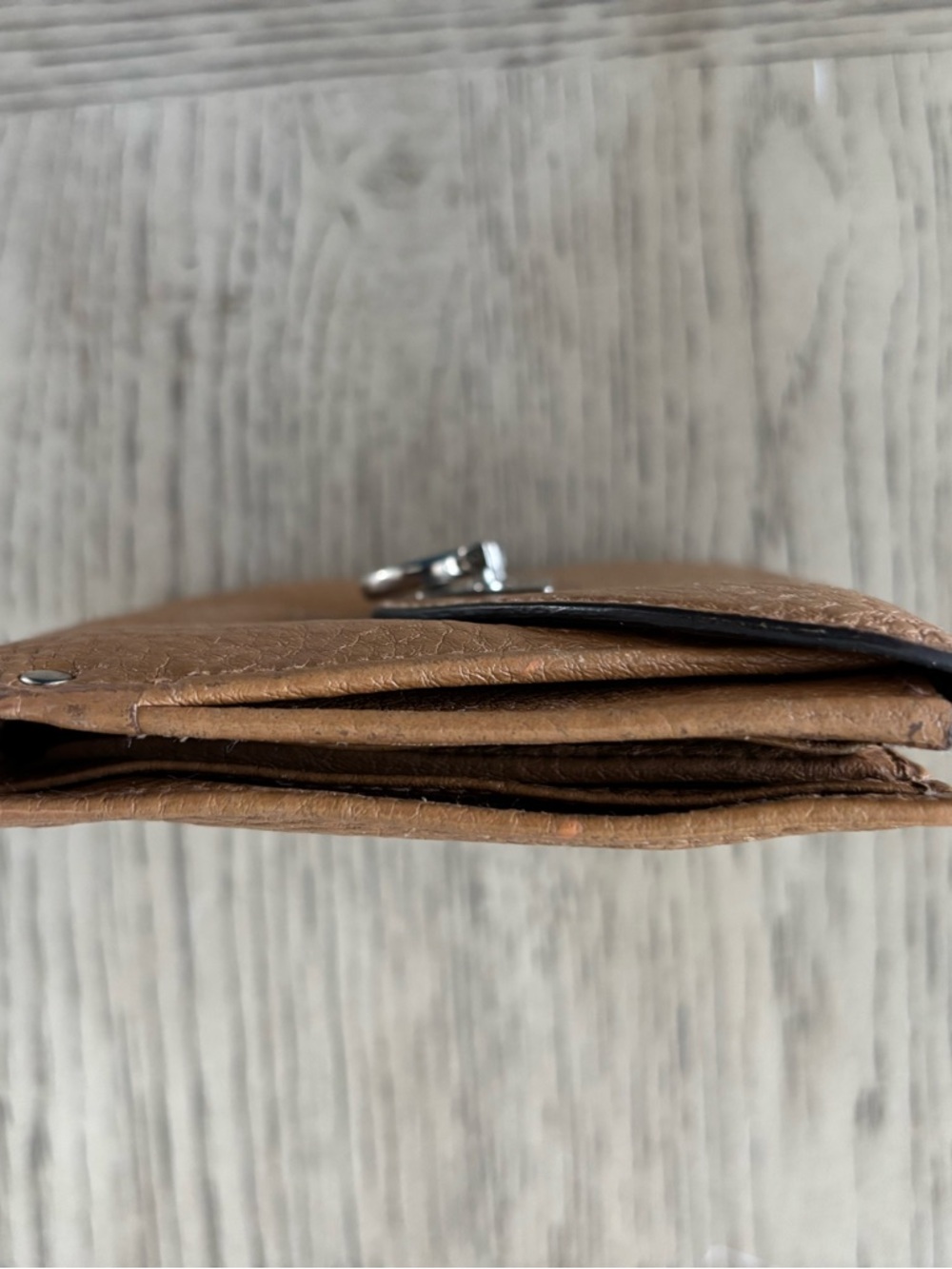 Salvatore Ferragamo Tan Pebbled Leather Gancini Compact Wallet Card Holder - Picture 6 of 9